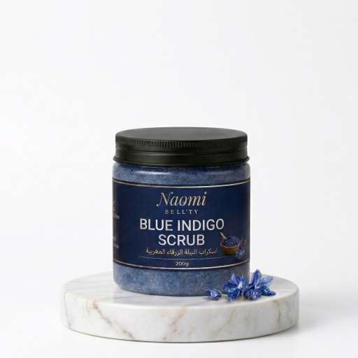 Moroccan blue indigo scrub